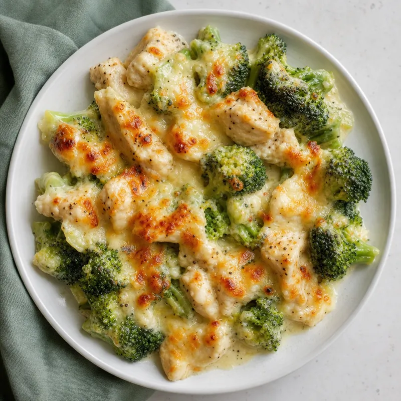 Cheesy chicken and broccoli bake