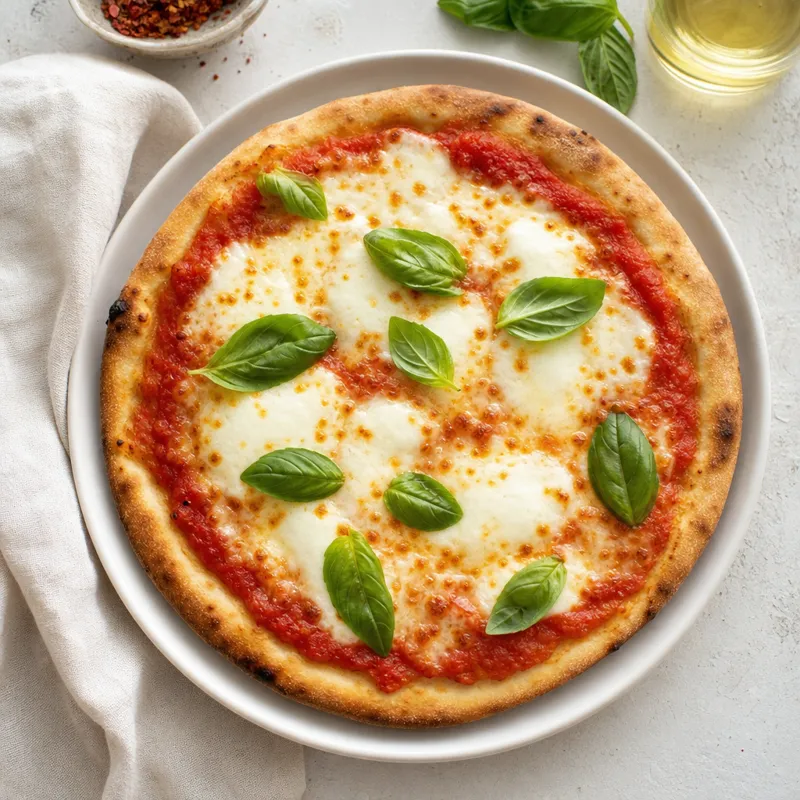 Low FODMAP margherita pizza with fresh basil