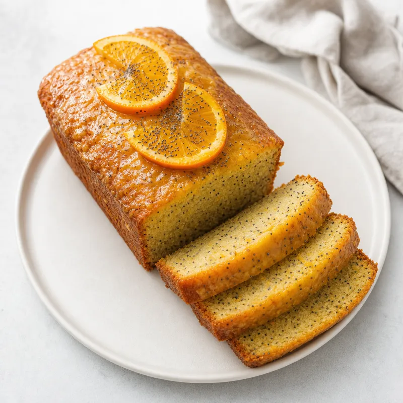 Low FODMAP orange and poppy seed loaf cake