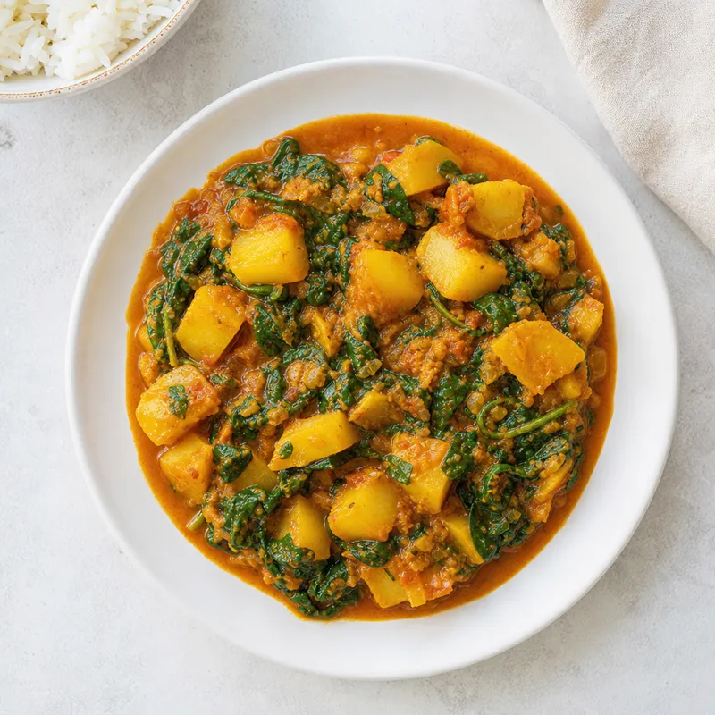 Low FODMAP spiced potato and spinach curry