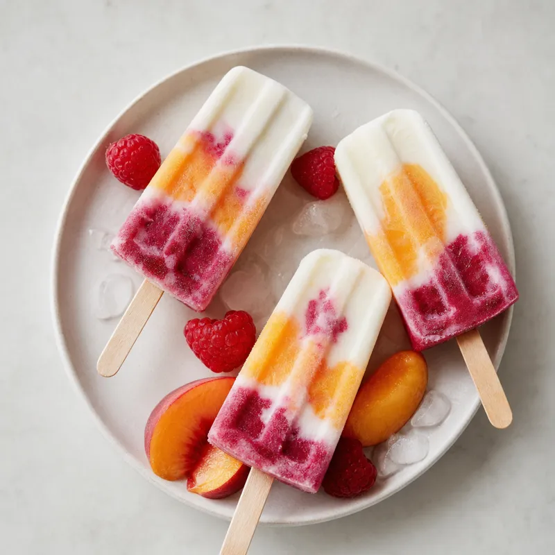 Peach melba coconut ice lollies