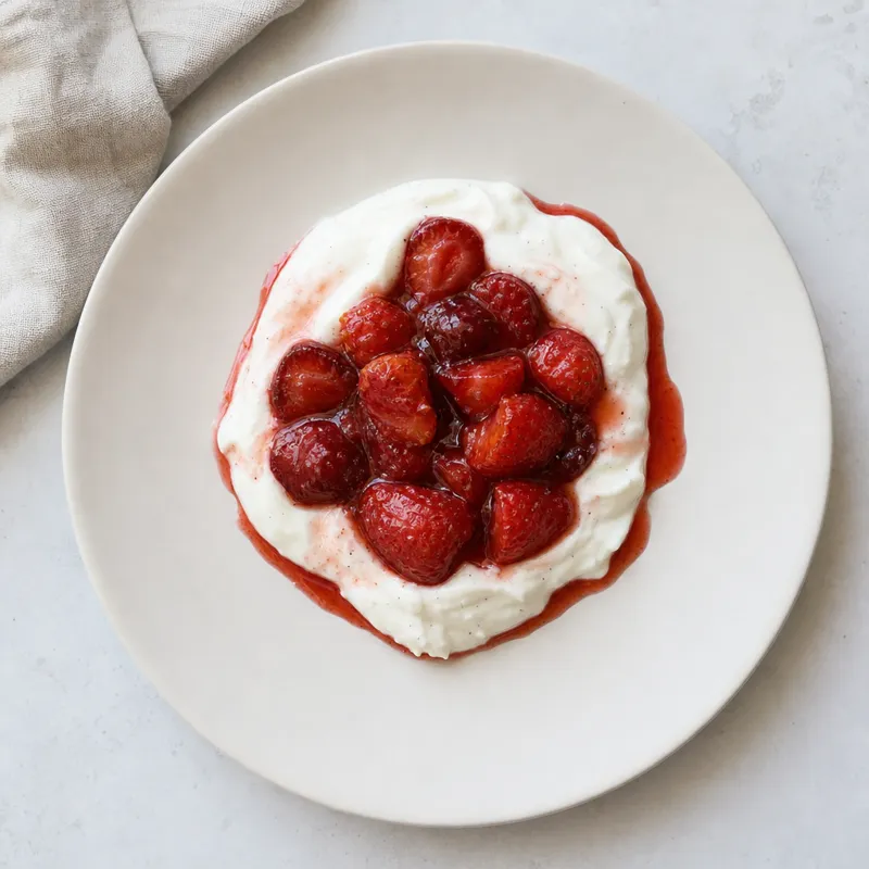 Roasted strawberries with vanilla Greek yoghurt
