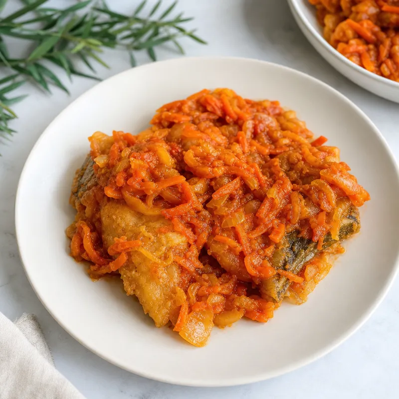 Ryba po Grecku, Polish Fish in Tomato and Carrot Sauce