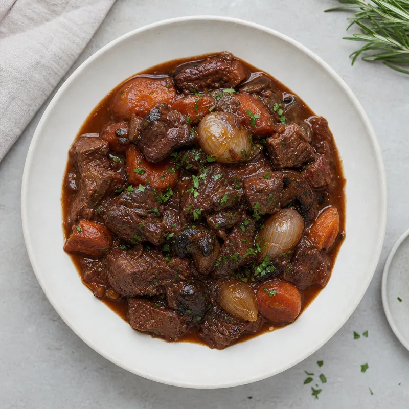 Slow Cooked Beef and Red Wine Stew