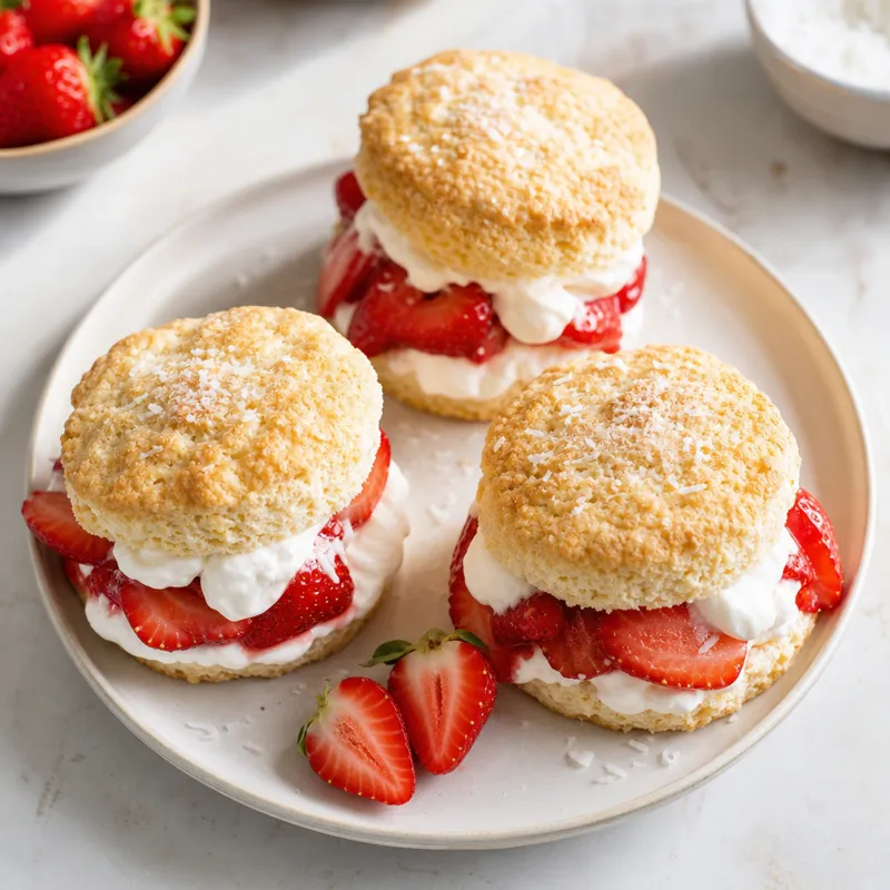 Strawberry shortcakes with coconut cream