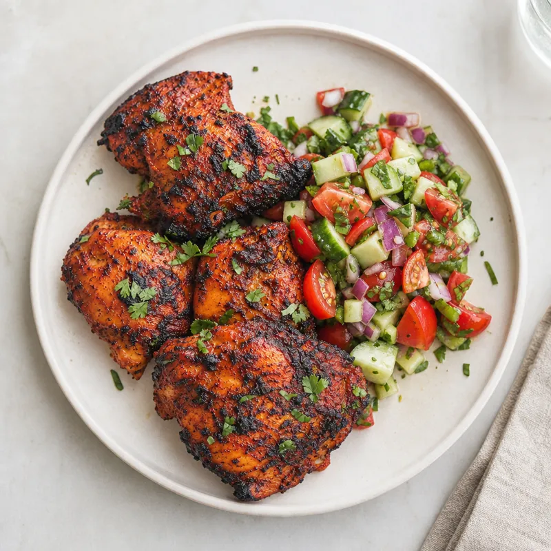 Tandoori Chicken Thighs with Kachumber Salad