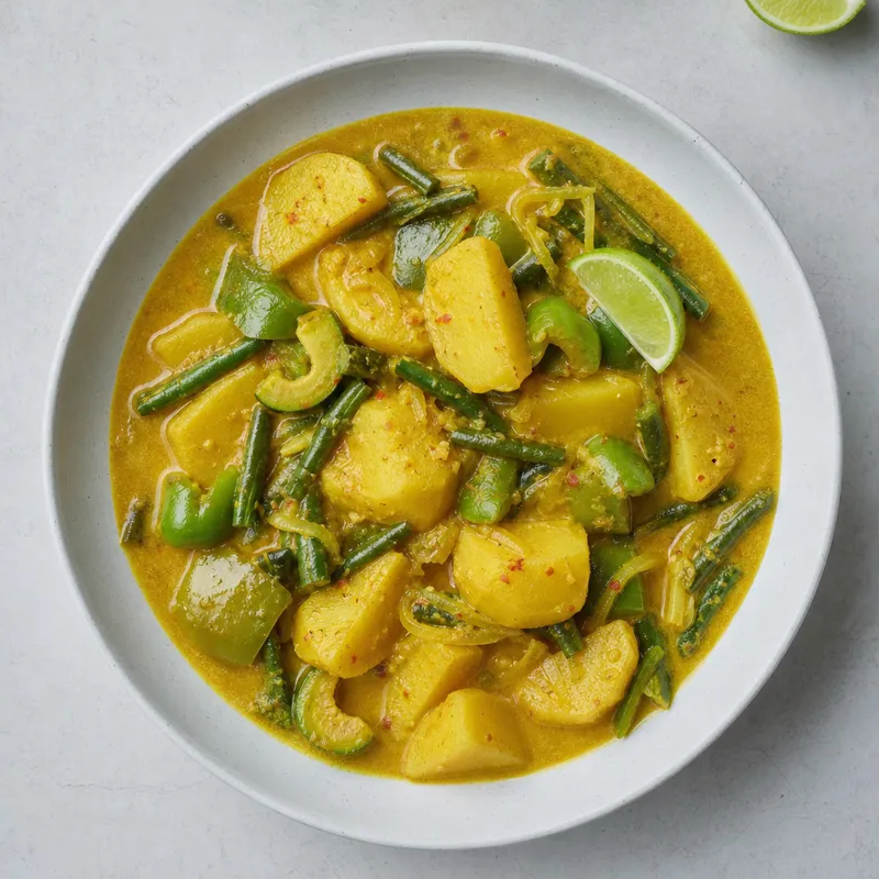 Thai yellow vegetable curry with potatoes